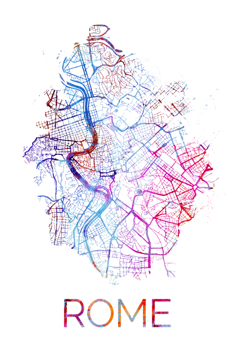Poster Künstlerische Karte der Stadt Rom