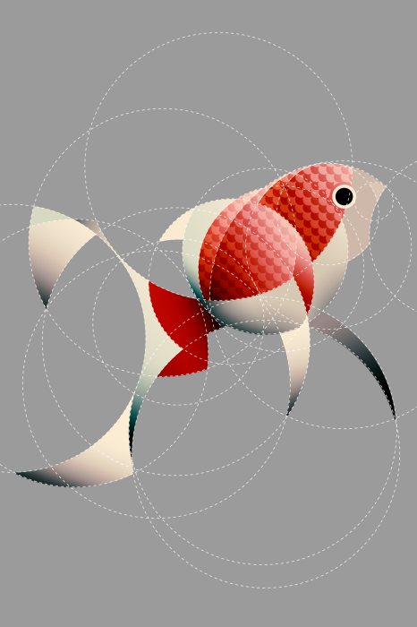 Poster Abstrakte Fische aus geometrischen Formen