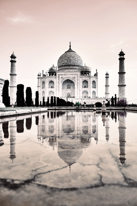 Poster Das Taj Mahal in pastellfarbenem Monochrom