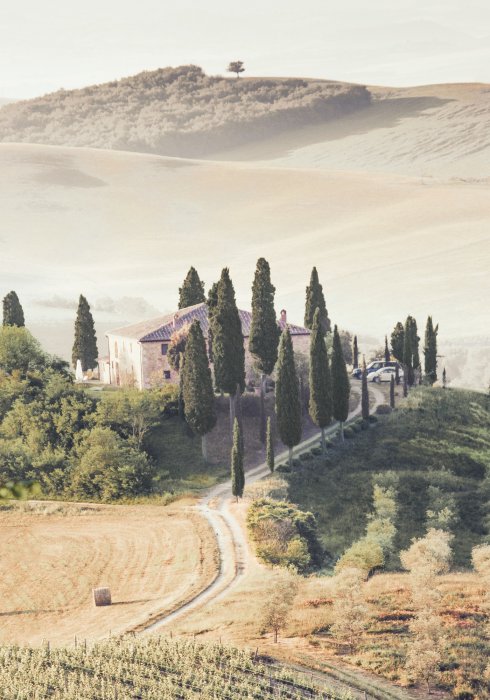 Poster Italienische Landschaft Haus in der Toskana