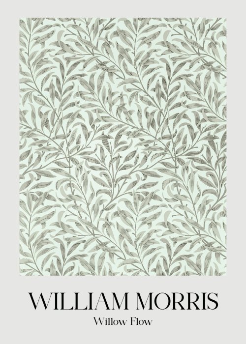 Poster Botanische Komposition grüner Blätter im Stil von William Morris