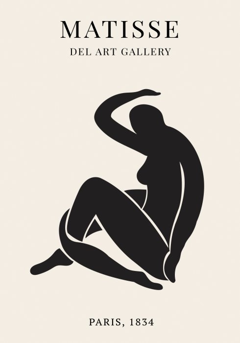 Poster Silhouette einer Frau im Stil von Henri Matisse