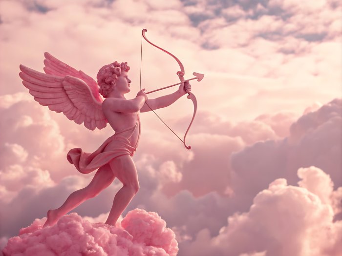 Poster Amor Arrow Love Pink Clouds Romantischer Stil