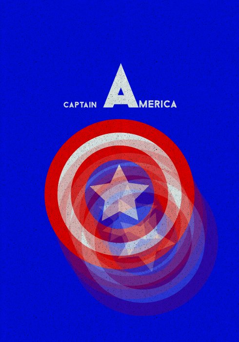 Poster Captain America-Logo auf blauem Hintergrund