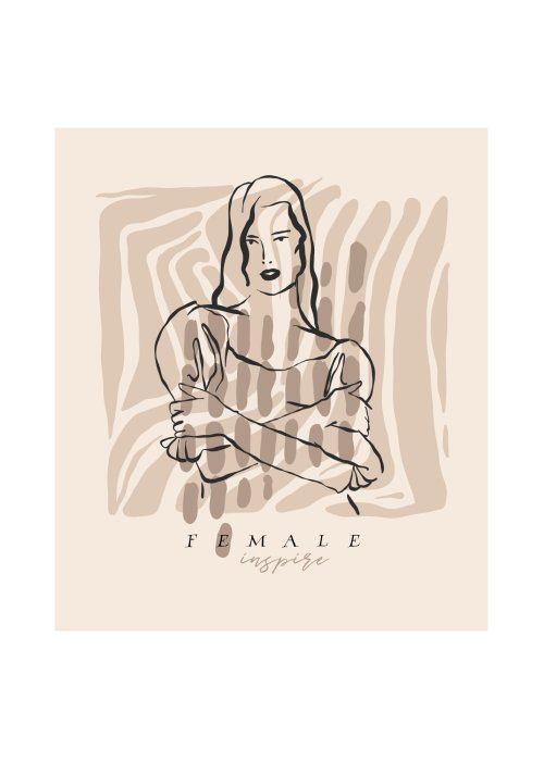 Poster Frau in einer abstrakten Szenerie Illustration