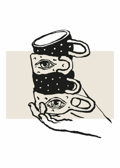 Poster Kaffeetassen abstrakte Grafik