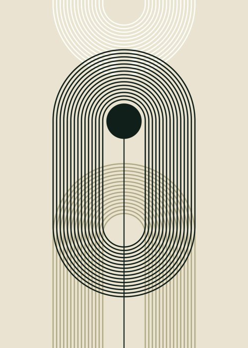 Poster Abstrakte geometrische Formen schwarze und weiße Bögen