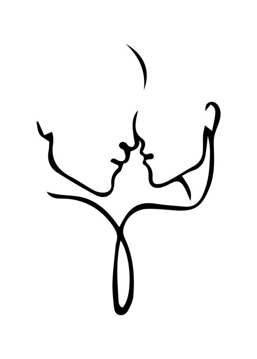 Poster Line-art-Porträt eines verliebten Paares