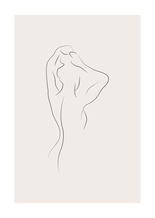Poster Weibliche Silhouette im Line-Art-Stil