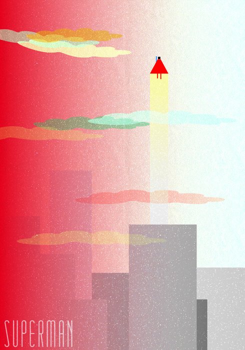 Poster Eine minimalistische Farbinterpretation von Superman