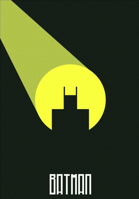Poster Eine minimalistische Interpretation von Batman im Rampenlicht