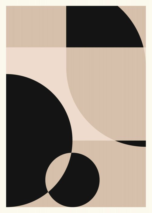 Poster Beige und schwarze Formen modernistische Abstraktion