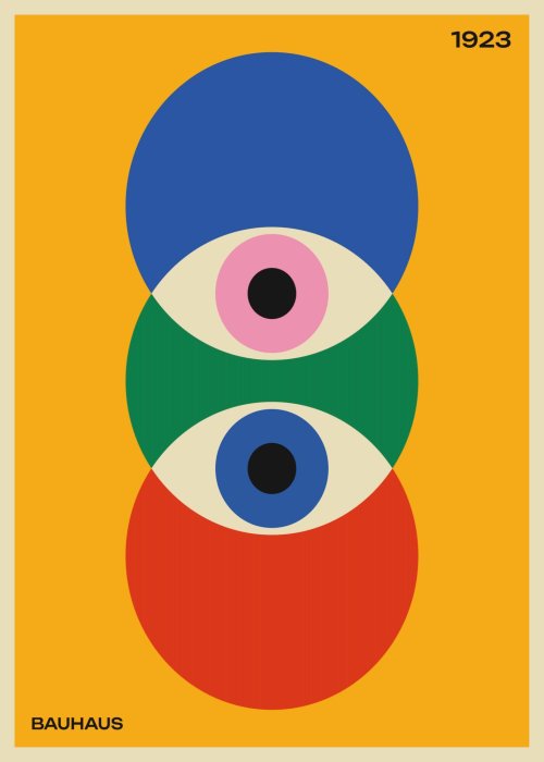 Poster Abstraktes Auge und geometrische Formen inspiriert vom Bauhaus
