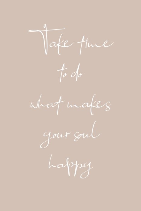 Poster Weißes Zitat auf beigem Hintergrund über das Glück