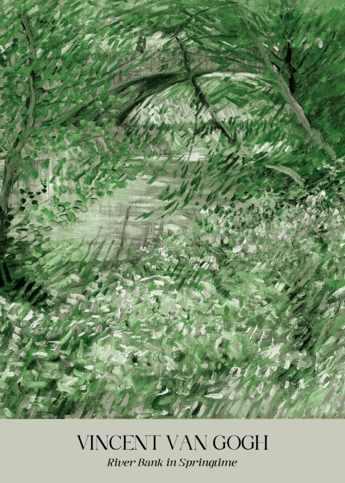 Poster Kunst im Stil von Van Gogh Flussufer im Frühling