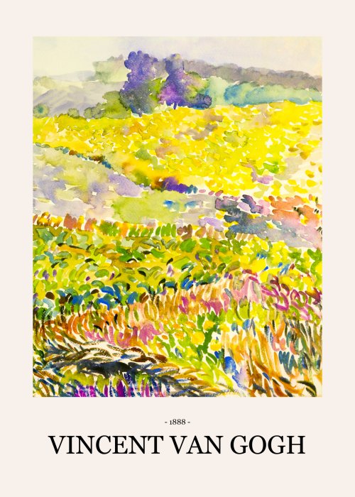 Poster Bunte Wiese im Stil von Vincent Van Gogh