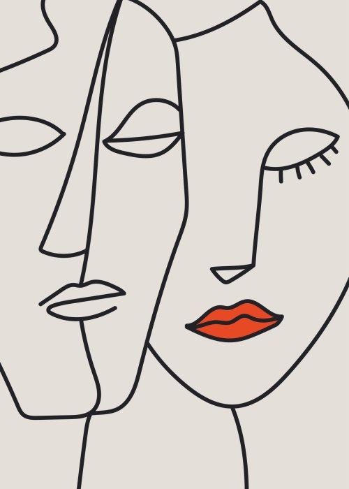 Poster Liebe im Line-Art-Stil Porträt