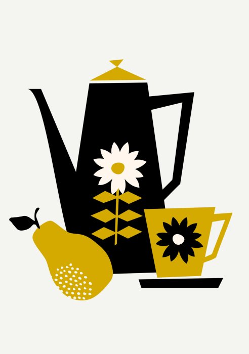 Poster Birnenkrug und Tasse