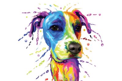 Fototapete Buntes Aquarell-Hunde-Porträt