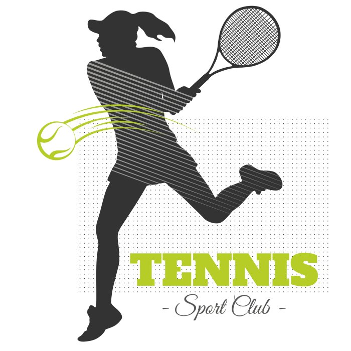 Sticker Dynamische Silhouette beim Tennisspielen
