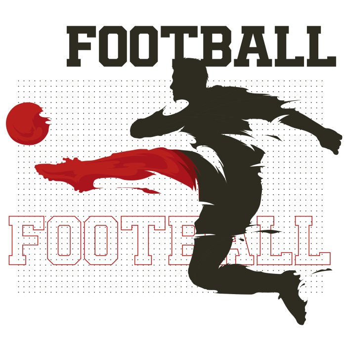 Sticker Ein Fußballspieler kickt einen Ball in der Luft; im Hintergrund sind Inschriften zu sehen.