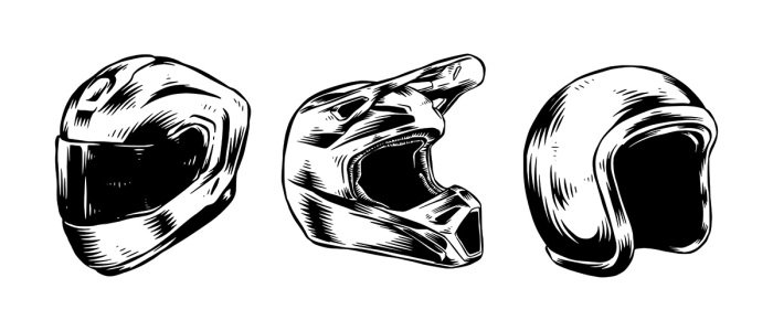 Sticker Schwarzer und weißer Motorradhelm