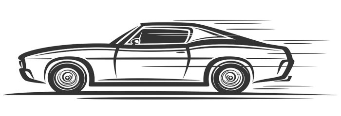 Sticker Retro-Sportwagen in Bewegung