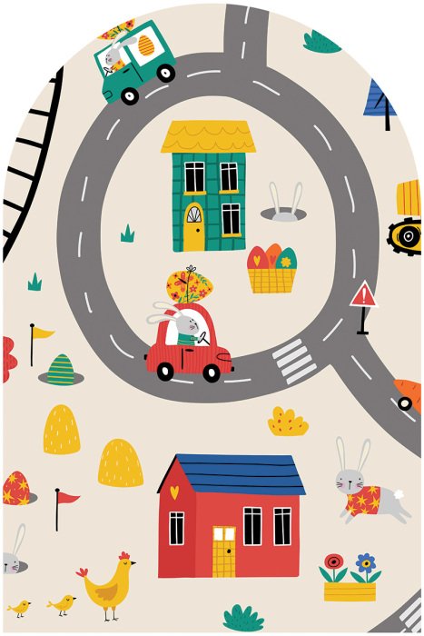 Sticker Märchenillustration: Tiere in Autos