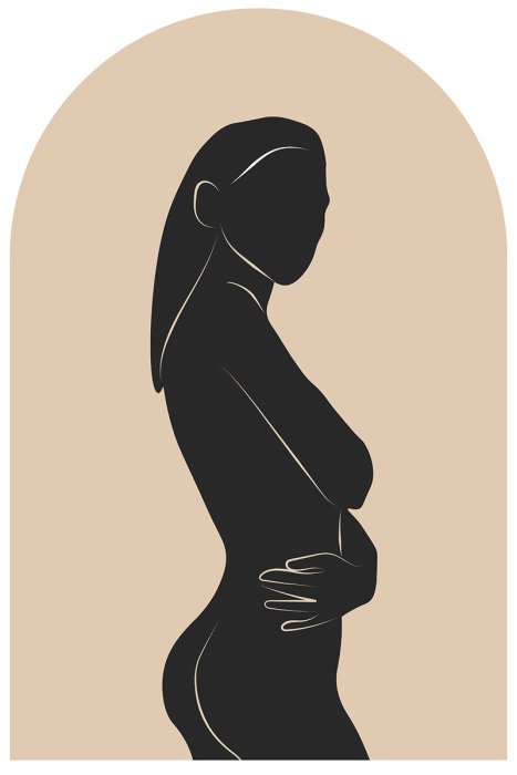 Sticker Weibliche Silhouette vor beigem Hintergrund