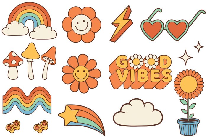 Sticker Retro-Hipster-Symbole