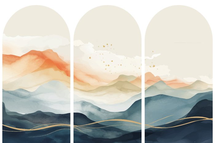 Sticker Abstrakte Berglandschaft