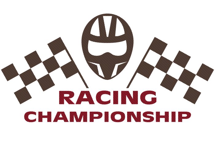 Sticker Rennhelm zwischen Flaggen