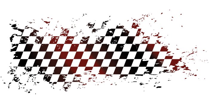 Sticker Schwarz-weiß karierte Grunge-Flagge