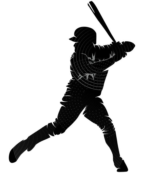 Sticker Minimalistische Silhouette eines Baseball-Schlagmanns