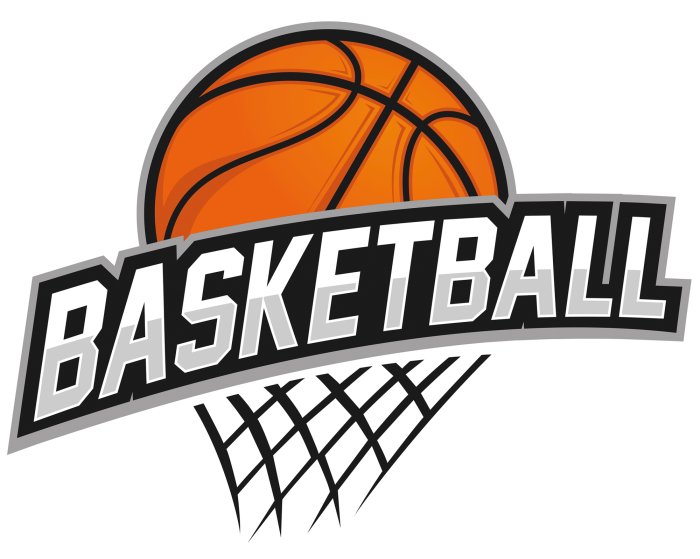 Sticker Basketball in einem Netz mit einer Inschrift