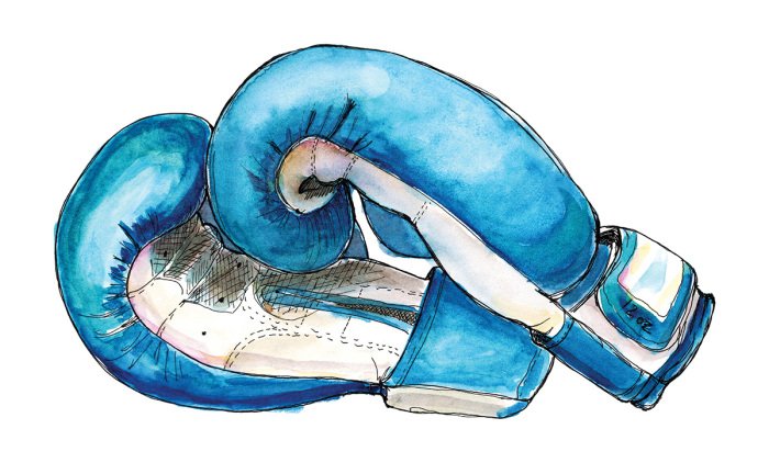 Sticker Blaue Aquarell-Boxhandschuhe