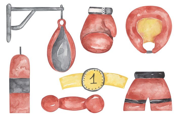 Sticker Boxen Aquarell-Sportsymbole