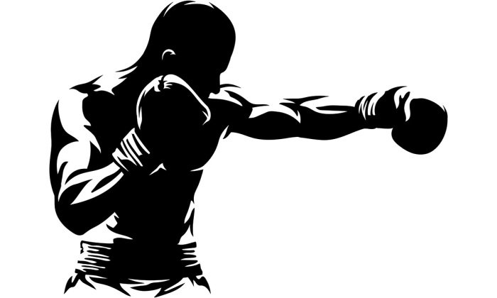 Sticker Schwarze Silhouette eines Boxers