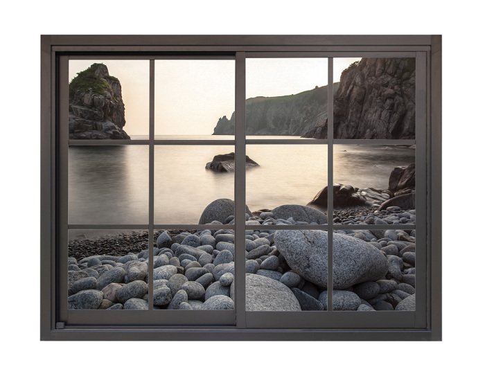 Sticker Blick aus dem Fenster auf das Meerespanorama