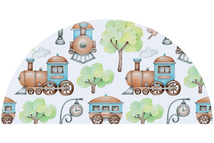 Sticker Aquarellmuster mit Zug- und Baummotiv