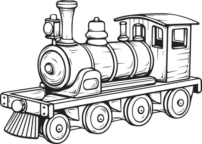 Sticker Schwarz-weiße Dampflokomotive