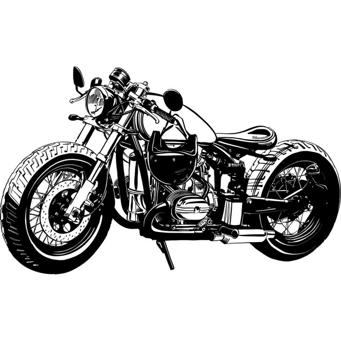 Sticker Schwarz-weißes Custom-Motorrad