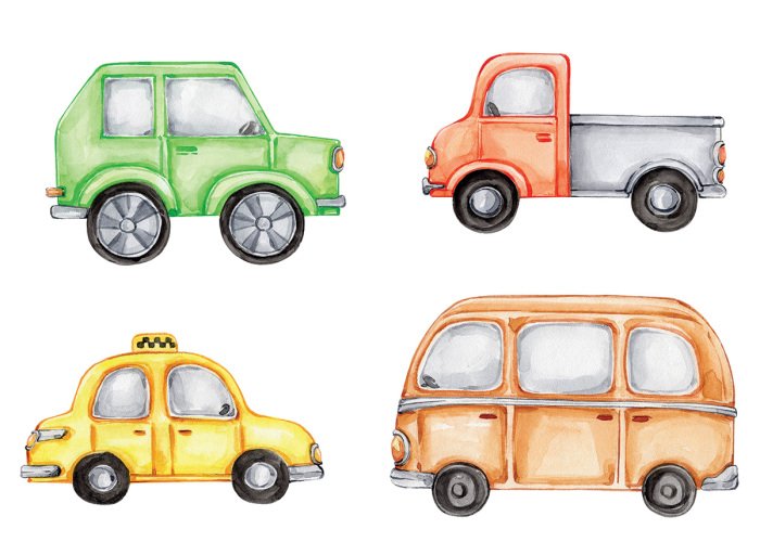 Sticker Aquarell-Automuster für Kinder