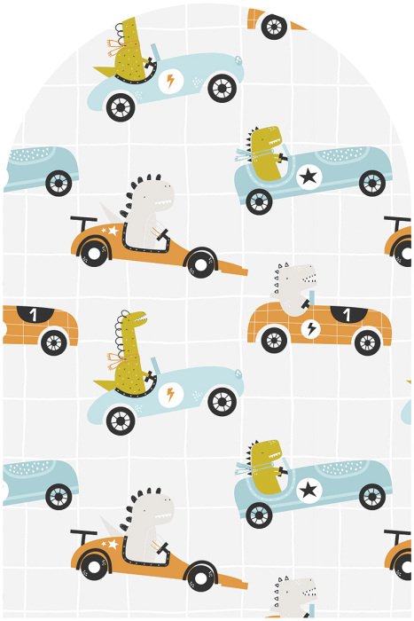 Sticker Krokodile in Rennwagen im skandinavischen Stil