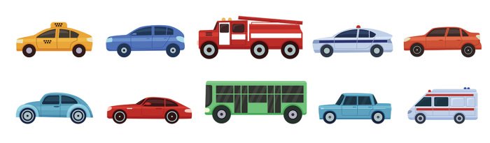 Sticker Bunte Stadtfahrzeuge