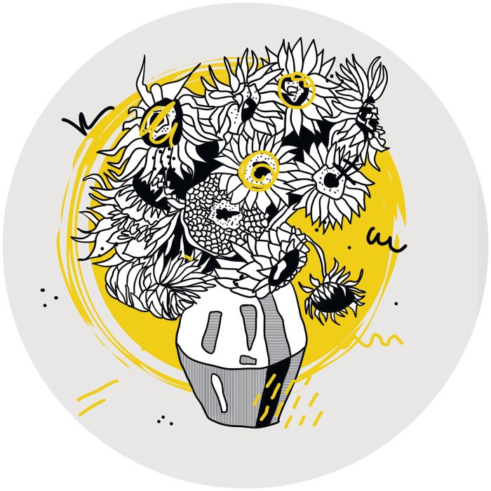 Sticker Abstrakte Sonnenblumen im Stil von Vincent van Gogh
