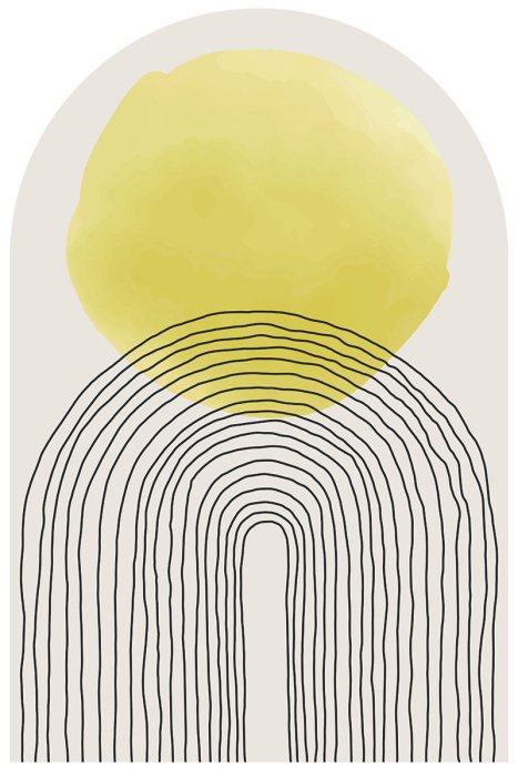 Sticker Abstrakte Bögen und gelber Kreis