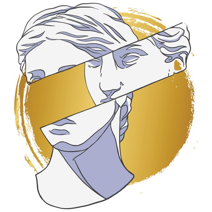 Sticker Porträt der Venus im abstrakten Stil