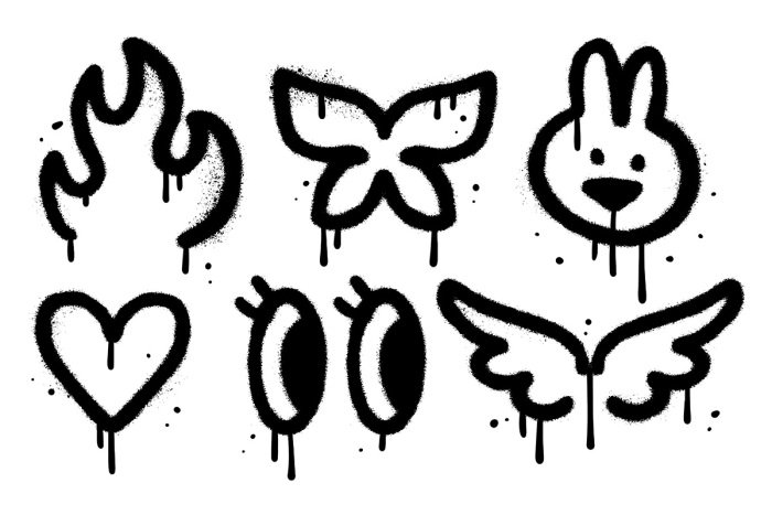 Sticker Schwarze Symbole im Graffiti-Stil