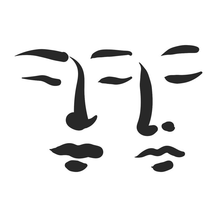 Sticker Minimalistische Gesichter in Schwarzweiß